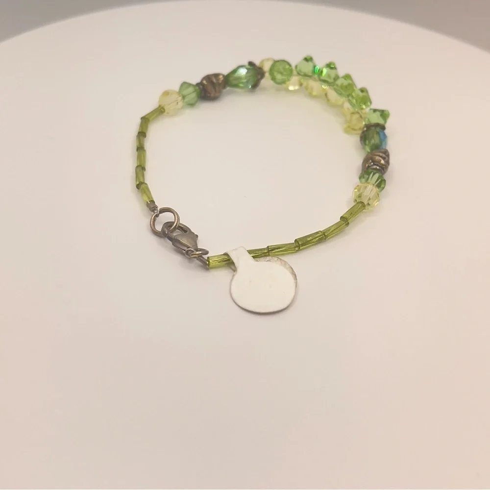 Bracelet 925 sterling green and yellow Australian crystals